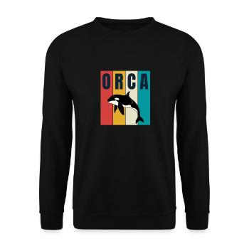 Orca Retro Style Hommes Femmes Nouveauté Vintage Drôle - Sweat-shirt Unisexe - noir - Devant - Alina (178cm) & Michal (187cm)