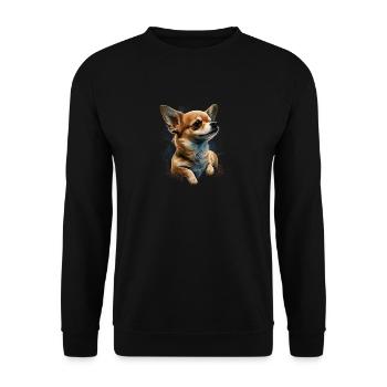 Chihuahua | Welpe Mama Lustiger Hund Niedlich - Unisex Pullover - Schwarz - Vorne - Alina (178cm) & Michal (187cm)