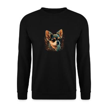 Chihuahua | Welpe Mama Lustiger Hund Niedlich - Unisex Pullover - Schwarz - Vorne - Alina (178cm) & Michal (187cm)