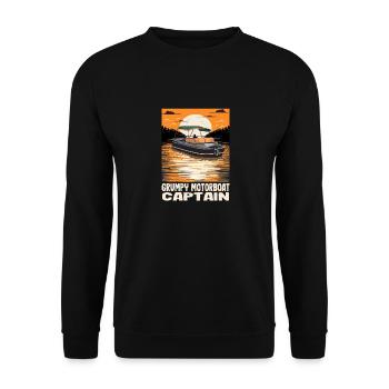 Grumpy Motorboat Captain Pontoon Boat Owner - Unisex Sweatshirt - black - Front - Alina (178cm) & Michal (187cm)