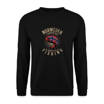 Angelurlaub Angeltour in Norwegen Geirangerfjord - Unisex Pullover - Schwarz - Vorne - Alina (178cm) & Michal (187cm)