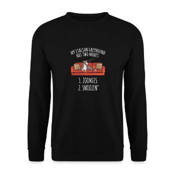 Italienischer Windspiel Windhund Hunde - Unisex Pullover - Schwarz - Vorne - Alina (178cm) & Michal (187cm)