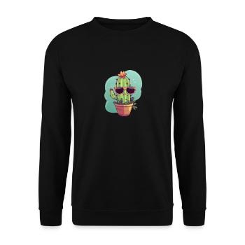Cactus mignon mignon avec des lunettes de soleil pour l’été - Sweat-shirt Unisexe - noir - Devant - Alina (178cm) & Michal (187cm)