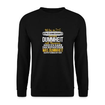 Werkzeugmechaniker kann Dummheit nicht Reparieren - Unisex Pullover - Schwarz - Vorne - Alina (178cm) & Michal (187cm)