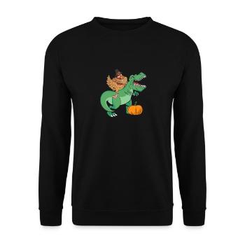 Thanksgiving Day T Rex Dabbing Türkei lustig Dinos - Unisex Pullover - Schwarz - Vorne - Alina (178cm) & Michal (187cm)