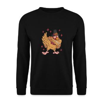 Thanksgiving Day Abendessen Dabbing Türkei Pilger - Unisex Pullover - Schwarz - Vorne - Alina (178cm) & Michal (187cm)