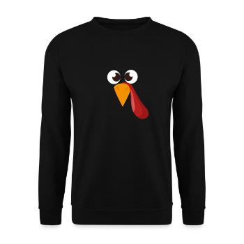 Thanksgiving Day Truthahn Gesicht Lustige Gobble - Unisex Pullover - Schwarz - Vorne - Alina (178cm) & Michal (187cm)