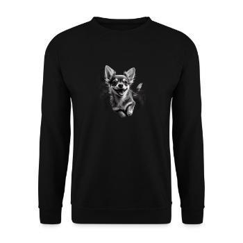 Chihuahua | Welpe Mama Lustiger Hund Niedlich - Unisex Pullover - Schwarz - Vorne - Alina (178cm) & Michal (187cm)