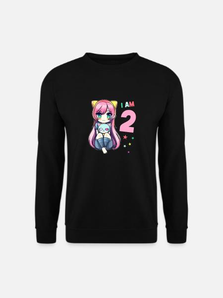 2 ans fille anime kawaii chat 2ème anniversaire - Sweat-shirt Unisexe - noir
