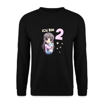 2 Jahre Mädchen Anime Kawaii Katze 2. Geburtstag - Unisex Pullover - Schwarz - Vorne - Alina (178cm) & Michal (187cm)