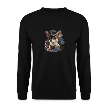 Chihuahua | Polizei Polizist Polizistin Hut - Unisex Pullover - Schwarz - Vorne - Alina (178cm) & Michal (187cm)