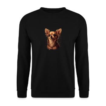 Chihuahua | Welpe Mama Lustiger Hund Niedlich - Unisex Pullover - Schwarz - Vorne - Alina (178cm) & Michal (187cm)