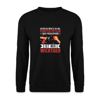 Privatsphäre Fenster putzen lustig - Unisex Pullover - Schwarz - Vorne - Alina (178cm) & Michal (187cm)