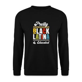 Educated Black Latinx Afro Latina Pride Gift - Unisex Sweatshirt - black - Front - Alina (178cm) & Michal (187cm)
