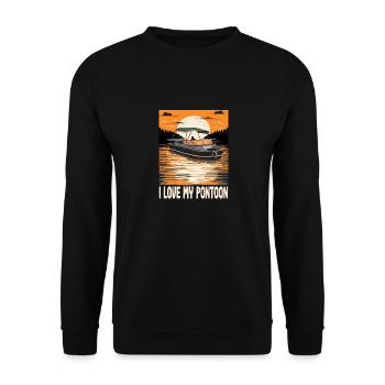 I Love My Pontoon Motorboat Owner Pontoon King - Unisex Pullover - Schwarz - Vorne - Alina (178cm) & Michal (187cm)