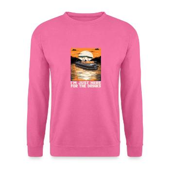 À Just Here For The Drinks Funny Motorboat - Sweat-shirt Unisexe - rose - Devant