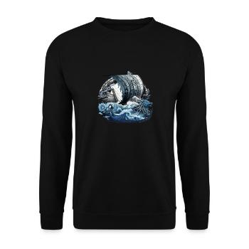 Navire viking guerrier nordique Odin Viking - Sweat-shirt Unisexe - noir - Devant - Alina (178cm) & Michal (187cm)
