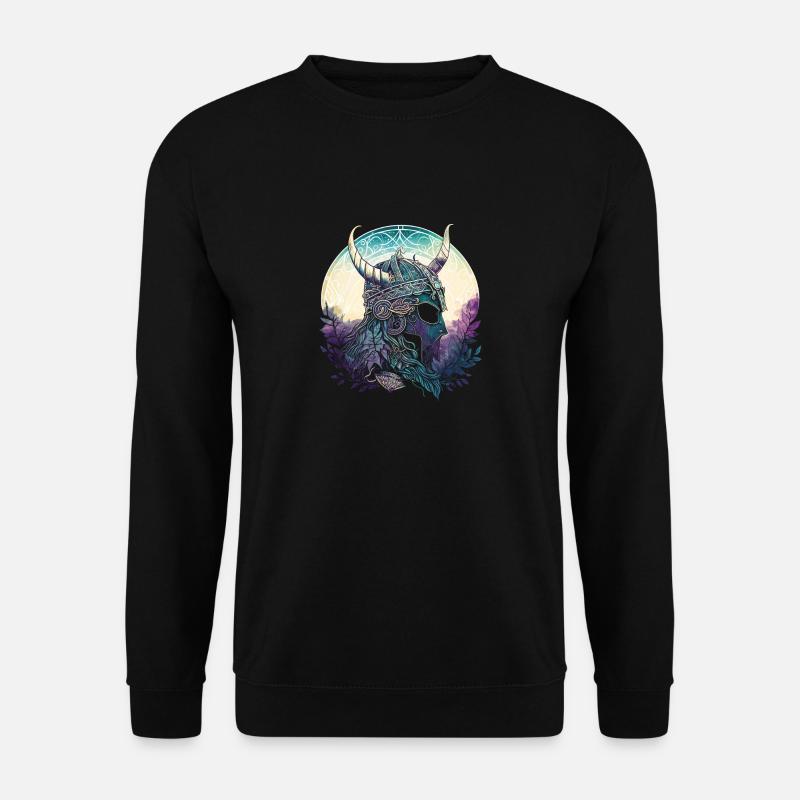 Wikingerhelm Runen Wikingerkrieger Nordische - Unisex Pullover - Schwarz