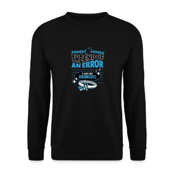 Lustiges Scheidung Glücklich Geschieden und - Unisex Pullover - Schwarz - Vorne - Alina (178cm) & Michal (187cm)