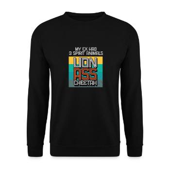 Lustiges Scheidung Glücklich Geschieden und - Unisex Pullover - Schwarz - Vorne - Alina (178cm) & Michal (187cm)