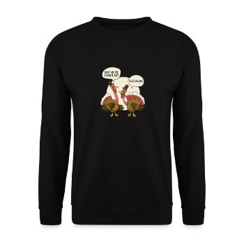 De quoi êtes-vous reconnaissant pour les dindes végétariennes dont vous parlez - Sweat-shirt Unisexe - noir - Devant - Alina (178cm) & Michal (187cm)