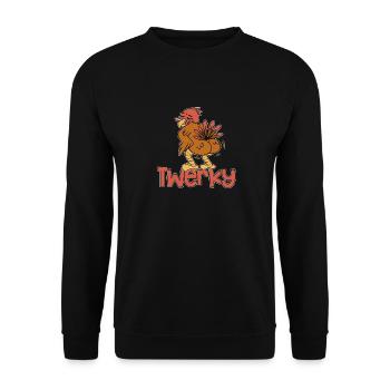 Twerky Türkei Hintern lustig Thanksgiving Twerk - Unisex Pullover - Schwarz - Vorne - Alina (178cm) & Michal (187cm)
