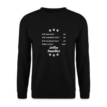Er liebt Dich. Wer ist das? - Griffon Bruxellois - Unisex Pullover - Schwarz - Vorne - Alina (178cm) & Michal (187cm)