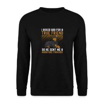 Miniature Pinscher Rehpinscher Min Pin Dog - Unisex Sweatshirt - black - Front - Alina (178cm) & Michal (187cm)