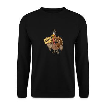 Journée de la Turquie Aidez à signer Thanksgiving amusant - Sweat-shirt Unisexe - noir - Devant - Alina (178cm) & Michal (187cm)