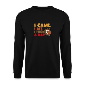 Je suis venu, j’ai mangé, j’ai fait une sieste - Sweat-shirt Unisexe - noir - Devant - Alina (178cm) & Michal (187cm)