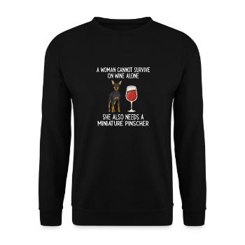 Miniature Pinscher Rehpinscher Min Pin Dog - Unisex Sweatshirt - black - Front - Alina (178cm) & Michal (187cm)