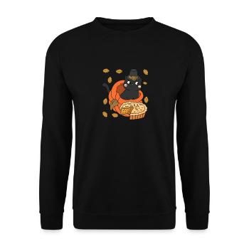 Pilgrim Black Cat Kürbiskuchen Thanksgiving Day - Unisex Pullover - Schwarz - Vorne - Alina (178cm) & Michal (187cm)