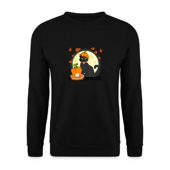 Pilgrim Black Cat Kürbiskuchen Thanksgiving Day - Unisex Pullover - Schwarz - Vorne - Alina (178cm) & Michal (187cm)