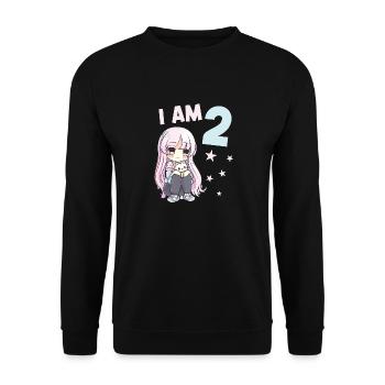 2 Jahre Mädchen Anime Kawaii Katze 2. Geburtstag - Unisex Pullover - Schwarz - Vorne - Alina (178cm) & Michal (187cm)