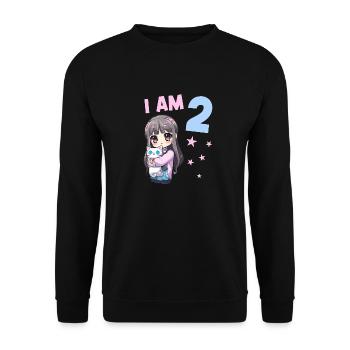 2 Jahre Mädchen Anime Kawaii Katze 2. Geburtstag - Unisex Pullover - Schwarz - Vorne - Alina (178cm) & Michal (187cm)