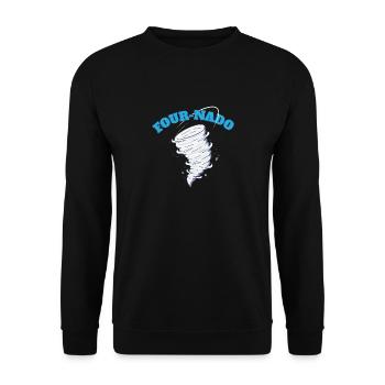4 ans 4ème anniversaire Tornade Thème Fournado - Sweat-shirt Unisexe - noir - Devant - Alina (178cm) & Michal (187cm)