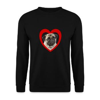 Hundeliebhaber - Hunde Herz - Mops - Unisex Pullover - Schwarz - Vorne - Alina (178cm) & Michal (187cm)