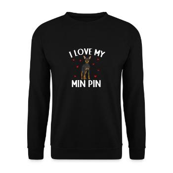 Miniature Pinscher Rehpinscher Min Pin Dog - Unisex Sweatshirt - black - Front - Alina (178cm) & Michal (187cm)