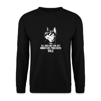 Miniature Pinscher Rehpinscher Min Pin Dog - Unisex Sweatshirt - black - Front - Alina (178cm) & Michal (187cm)