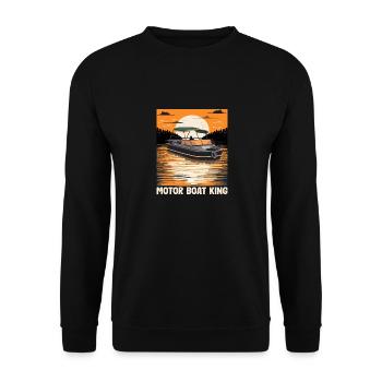 Pontooning Captain Motorboat King Funny Boat - Unisex Sweatshirt - black - Front - Alina (178cm) & Michal (187cm)