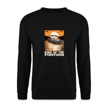 King Of The Pontoon Motorboat Captain Pontooning - Unisex Sweatshirt - black - Front - Alina (178cm) & Michal (187cm)