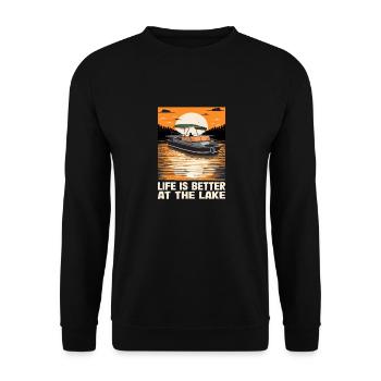 Life Is Better At The Lake Motorboat Owner - Unisex Sweatshirt - black - Front - Alina (178cm) & Michal (187cm)