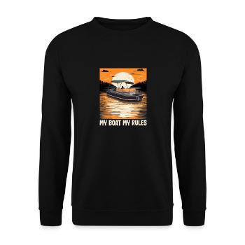 My Boat My Rules Funny Motorboating Quote Pontoon - Unisex Sweatshirt - black - Front - Alina (178cm) & Michal (187cm)