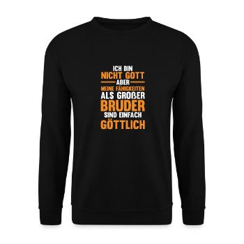 Familienmotiv Bruder - Unisex Pullover - Schwarz - Vorne - Alina (178cm) & Michal (187cm)