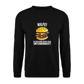Hilfe Ich bin schon wieder total unterburgert - Unisex Pullover - Schwarz - Vorne - Alina (178cm) & Michal (187cm)