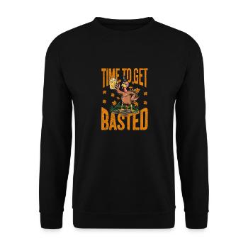 Zeit, sich zu besaufen Lustige biertrinkende Thank - Unisex Pullover - Schwarz - Vorne - Alina (178cm) & Michal (187cm)