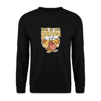 Zeit, sich zu besaufen Lustige biertrinkende Thank - Unisex Pullover - Schwarz - Vorne - Alina (178cm) & Michal (187cm)