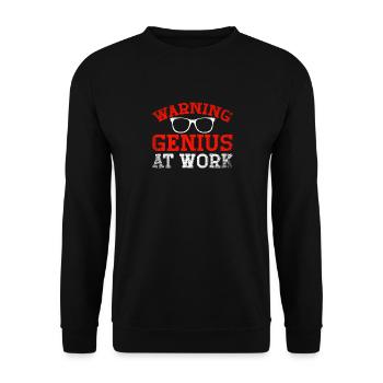 Warning Genius At Work - Unisex Sweatshirt - black - Front - Alina (178cm) & Michal (187cm)