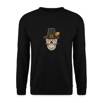 Pilgrim Sugar Skull Mexican Thanksgiving - Unisex Sweatshirt - black - Front - Alina (178cm) & Michal (187cm)