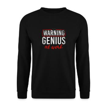 Warning Genius At Work - Unisex Sweatshirt - black - Front - Alina (178cm) & Michal (187cm)